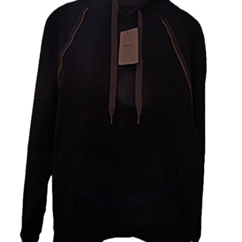Theory Sweater Cotton Pullover Hoodie in Black Terry Cotton Sizes S and M